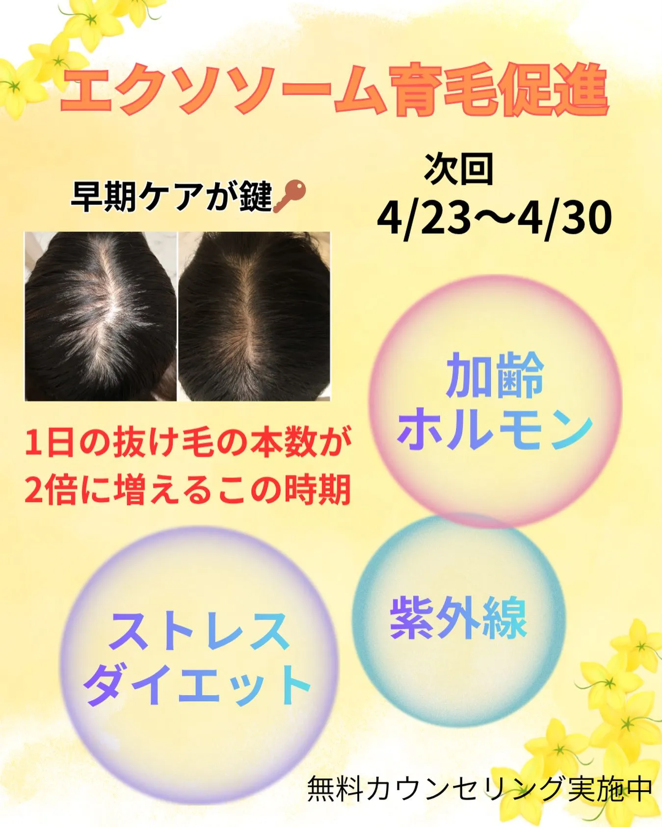 髪の毛は通常1日100本程抜けると言われてます。